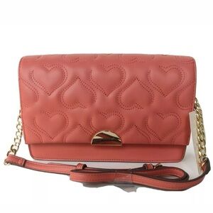 A new day Coral Heart Embossed Crossbody Bag